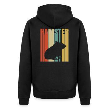 Hamster - Unisex Premium Bio Zip Hoodie - Schwarz - Hinten - Nico (187cm)