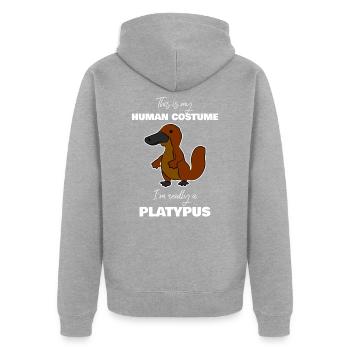 Schnabeltier Menschliche Hülle - Unisex Premium Bio Zip Hoodie - Grau meliert - Hinten - Nico (187cm)