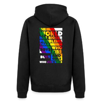 LGBT - Unisex Premium Bio Zip Hoodie - Schwarz - Hinten - Nico (187cm)