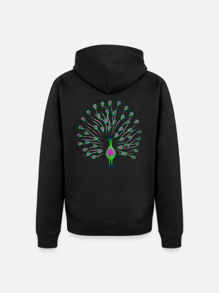 Peacock animal - Unisex Premium Organic Zip Hoodie - black