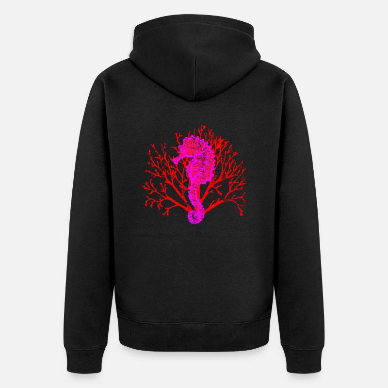 Seepferdchen Korallen - Unisex Premium Bio Zip Hoodie - Schwarz