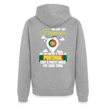Portugal - Unisex Premium Bio Zip Hoodie - Grau meliert - Hinten - Nico (187cm)