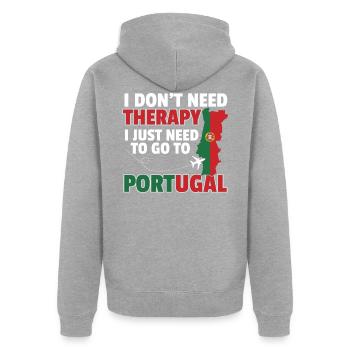 Portugal - Unisex Premium Bio Zip Hoodie - Grau meliert - Hinten - Nico (187cm)
