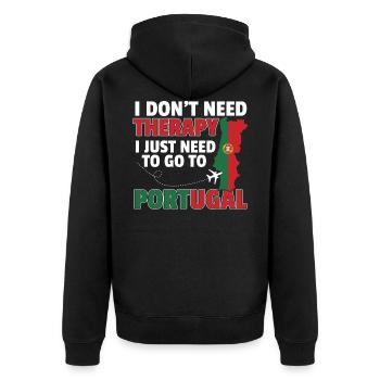 Portugal - Unisex Premium Organic Zip Hoodie - black - Back - Nico (187cm)