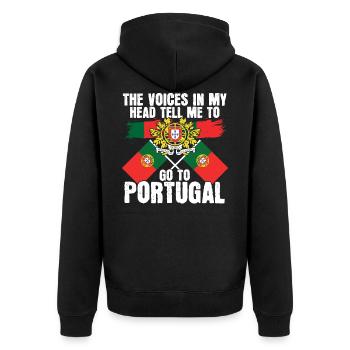 Portugal - Unisex Premium Organic Zip Hoodie - black - Back - Nico (187cm)