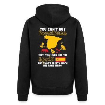 Spain - Unisex Premium Organic Zip Hoodie - black - Back - Nico (187cm)