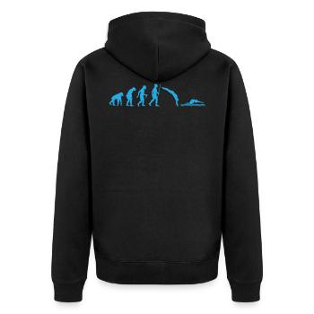 schwimmen - Unisex Premium Bio Zip Hoodie - Schwarz - Hinten - Nico (187cm)