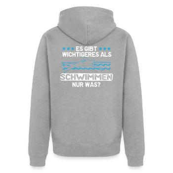 schwimmen - Unisex Premium Bio Zip Hoodie - Grau meliert - Hinten - Nico (187cm)