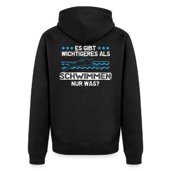 schwimmen - Unisex Premium Bio Zip Hoodie - Schwarz - Hinten - Nico (187cm)