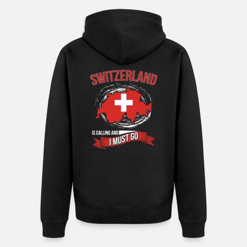 Die Schweiz Ruft Geschenkidee - Unisex Premium Bio Zip Hoodie - Schwarz