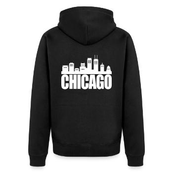 Chicago - Unisex Premium Organic Zip Hoodie - black - Back - Nico (187cm)