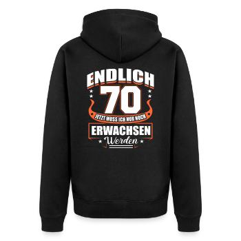 70. Geburtstag - Unisex Premium Bio Zip Hoodie - Schwarz - Hinten - Nico (187cm)