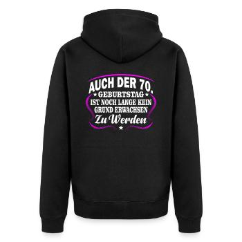 70. Geburtstag - Unisex Premium Bio Zip Hoodie - Schwarz - Hinten - Nico (187cm)