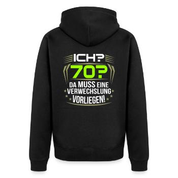 70. Geburtstag - Unisex Premium Bio Zip Hoodie - Schwarz - Hinten - Nico (187cm)