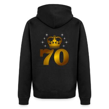 70th birthday - Unisex Premium Organic Zip Hoodie - black - Back - Nico (187cm)