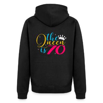 70th birthday - Unisex Premium Organic Zip Hoodie - black - Back - Nico (187cm)