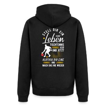 Tischtennis - Unisex Premium Bio Zip Hoodie - Schwarz - Hinten - Nico (187cm)