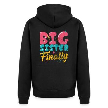 Pregnancy announcement - Unisex Premium Organic Zip Hoodie - black - Back - Nico (187cm)