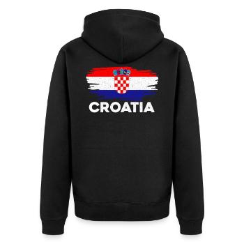 Kroatien - Unisex Premium Bio Zip Hoodie - Schwarz - Hinten - Nico (187cm)