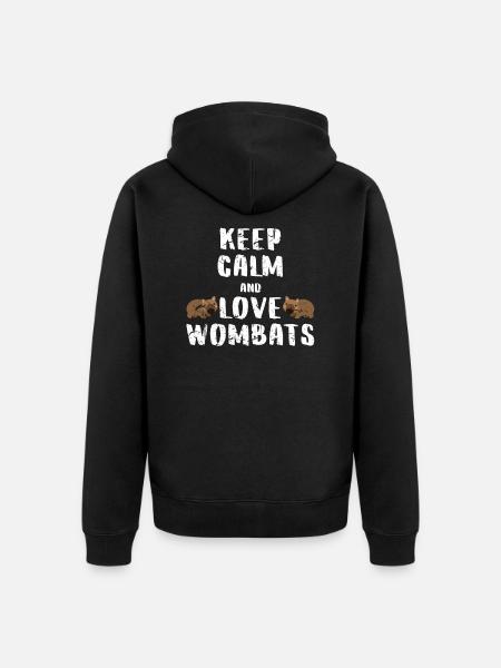 Wombat Liebe - Unisex Premium Bio Zip Hoodie - Schwarz