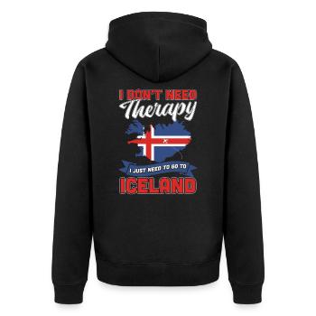 Island - Unisex Premium Bio Zip Hoodie - Schwarz - Hinten - Nico (187cm)
