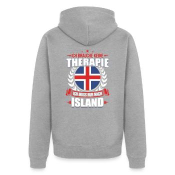 Island - Unisex Premium Bio Zip Hoodie - Grau meliert - Hinten - Nico (187cm)