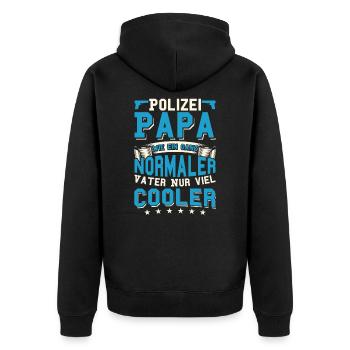 Polizei Polizist Polizeiauto Geschenk Geschenkidee - Unisex Premium Bio Zip Hoodie - Schwarz - Hinten - Nico (187cm)