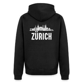 Zurich - Unisex Premium Organic Zip Hoodie - black - Back - Nico (187cm)