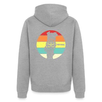 Portugal - Unisex Premium Bio Zip Hoodie - Grau meliert - Hinten - Nico (187cm)