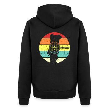 Portugal - Unisex Premium Organic Zip Hoodie - black - Back - Nico (187cm)
