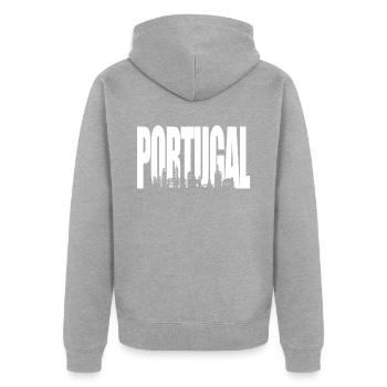 Portugal - Unisex Premium Bio Zip Hoodie - Grau meliert - Hinten - Nico (187cm)