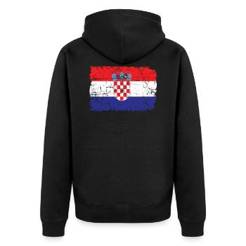 Kroatien - Unisex Premium Bio Zip Hoodie - Schwarz - Hinten - Nico (187cm)