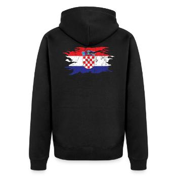 Kroatien - Unisex Premium Bio Zip Hoodie - Schwarz - Hinten - Nico (187cm)