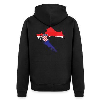 Kroatien - Unisex Premium Bio Zip Hoodie - Schwarz - Hinten - Nico (187cm)