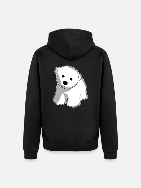 Eisbär Niedliches Tier - Unisex Premium Bio Zip Hoodie - Schwarz