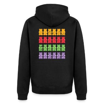 Bär Gummibär - Unisex Premium Bio Zip Hoodie - Schwarz - Hinten - Nico (187cm)