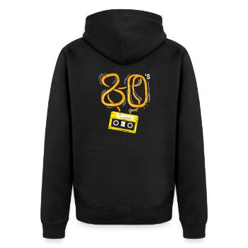Vintage Retro 80er Jahre Kassette Party Outfit - Unisex Premium Bio Zip Hoodie - Schwarz - Hinten - Nico (187cm)