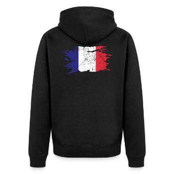 Frankreich - Unisex Premium Bio Zip Hoodie - Schwarz - Hinten - Nico (187cm)