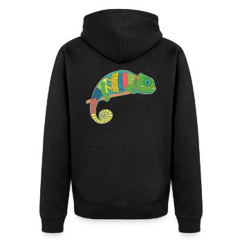 Chameleon Colorful - Unisex Premium Organic Zip Hoodie - black - Back - Nico (187cm)