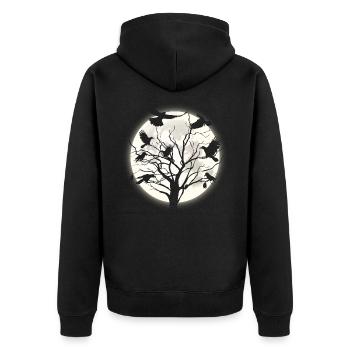 Rabe Nacht - Unisex Premium Bio Zip Hoodie - Schwarz - Hinten - Nico (187cm)