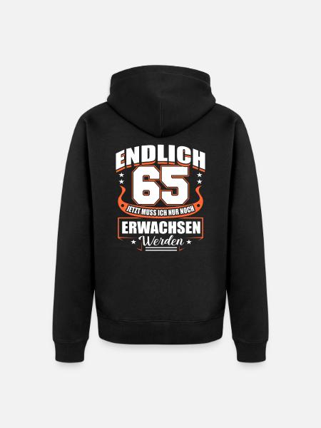 65th birthday - Unisex Premium Organic Zip Hoodie - black