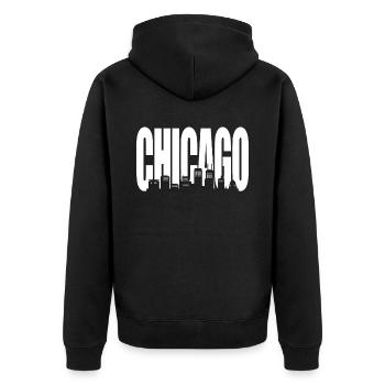 Chicago - Unisex Premium Organic Zip Hoodie - black - Back - Nico (187cm)