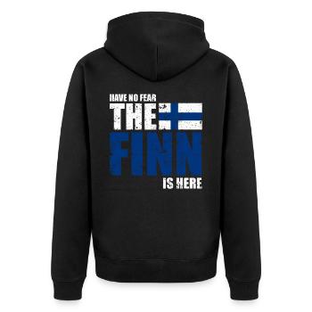 Finland Fear - Unisex Premium Organic Zip Hoodie - black - Back - Nico (187cm)