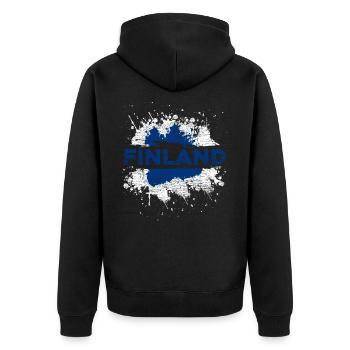 Finland - Unisex Premium Organic Zip Hoodie - black - Back - Nico (187cm)