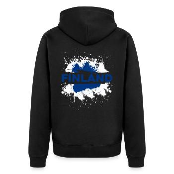 Finland Country - Unisex Premium Organic Zip Hoodie - black - Back - Nico (187cm)