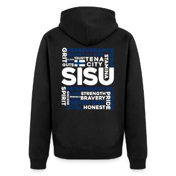 Finland - Unisex Premium Organic Zip Hoodie - black - Back - Nico (187cm)