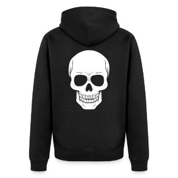 Totenkopf - Unisex Premium Bio Zip Hoodie - Schwarz - Hinten - Nico (187cm)