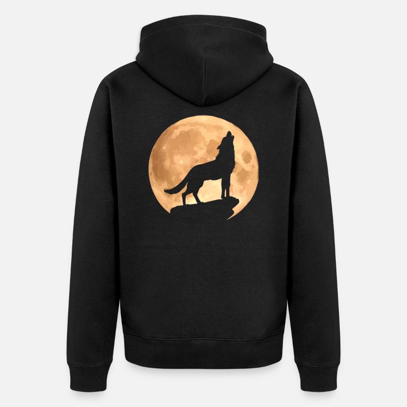 Wolf - Unisex Premium Bio Zip Hoodie - Schwarz