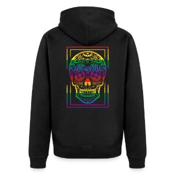 LGBT Gay Lesbisch Regebogen Ehe Gerechtigkeit Gesc - Unisex Premium Bio Zip Hoodie - Schwarz - Hinten - Nico (187cm)