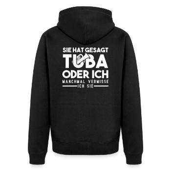 Tuba - Unisex Premium Bio Zip Hoodie - Schwarz - Hinten - Nico (187cm)